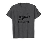 Progress Not Perfection Motivational Growth Mindset Quote T-Shirt, Men, Dark Heather Grey, 6XL