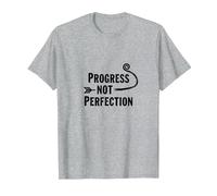 Progress Not Perfection Motivational Growth Mindset Quote T-Shirt, Men, Heather Grey, 6XL