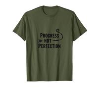 Progress Not Perfection Motivational Growth Mindset Quote T-Shirt, Men, Olive, XXL