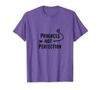 Progress Not Perfection Motivational Growth Mindset Quote T-Shirt, Men, Purple Heather, M