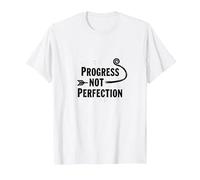 Progress Not Perfection Motivational Growth Mindset Quote T-Shirt, Men, White, 6XL
