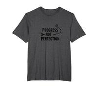 Progress Not Perfection Motivational Growth Mindset Quote T-Shirt, Men's Big and Tall, Dark Heather Grey, 3X Tall