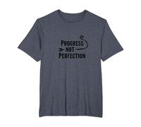 Progress Not Perfection Motivational Growth Mindset Quote T-Shirt, Men's Big and Tall, Heather Blue, 6X Tall