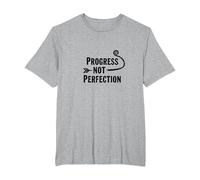 Progress Not Perfection Motivational Growth Mindset Quote T-Shirt, Men's Big and Tall, Heather Grey, 4X Tall