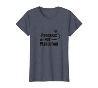 Progress Not Perfection Motivational Growth Mindset Quote T-Shirt, Women, Heather Blue, S