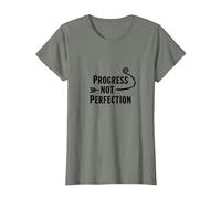Progress Not Perfection Motivational Growth Mindset Quote T-Shirt, Women, Olive Heather, S