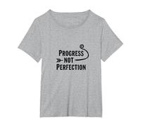 Progress Not Perfection Motivational Growth Mindset Quote T-Shirt, Women's Plus, Heather Grey, 4X