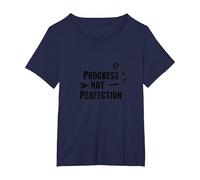 Progress Not Perfection Motivational Growth Mindset Quote T-Shirt, Women's Plus, Navy, 4X