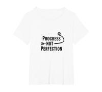 Progress Not Perfection Motivational Growth Mindset Quote T-Shirt, Women's Plus, White, 4X