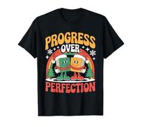 Progress Over Perfection Christmas Dyslexia Tutor Teacher T-Shirt