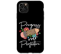 Progress Over Perfection Leopard Pencil Motivational Teacher Case for iPhone 11 Pro Max