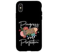 Progress Over Perfection Leopard Pencil Motivational Teacher Case for iPhone X/XS