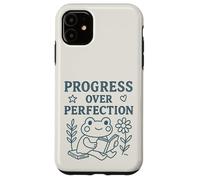 Progress Over Perfection Motivational Cute Cottagecore Frog Case for iPhone 11