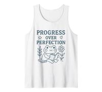Progress Over Perfection Motivational Cute Cottagecore Frog Tank Top