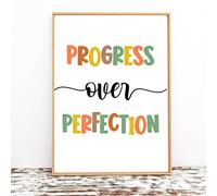 Progress Over Perfection Print, Classroom quotes, Kids Motivational print, Children's poster, Pastel print, Children's bedroom, School Poster, Inspirational Print