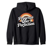 Progress Over Perfection Retro Motivational Unisex Zip Hoodie