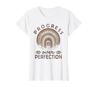 Progress Over Perfection Shirt Special Ed Teacher Team SPED Value Graphic T-Shirt, Women, White, S