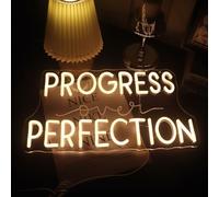 Progress Over Perfection Wall Hanging Neon Sign,Classroom Wall Decor Sign, Led Inspirational Office Decor Light, Teacher Gift, Decorative Neon Lights for Kids Room, Playroom Wall Decor (warm white)