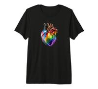 Progress Pride Anatomical Heart Inclusive LGBTQ Dark Art Premium T-Shirt