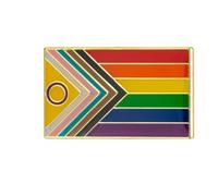 Progress Pride Badge Flag Large Lapel Pin Gay Trans Bi Intersex Rights LGBTQIA+
