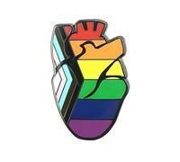 Progress Pride Flag Heart Organ Rainbow LGBTQ+ Love is Love Metal Enamel Pin Badge LGBT