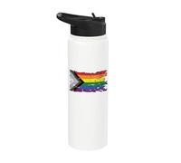 Progress Pride Flag LGBTQ Equality Tattered Grunge Stainless Steel Insulated Water Bottle