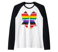 Progress Pride Flag Rainbow Bow LGBTQ Love Inclusion Raglan Baseball Tee