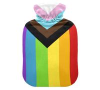Progress Pride Flag Rainbow Flag hot Waterbottle with Soft Cover, 1L hot Compress for Tummy Warmer, Tummy Warmer