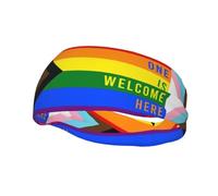 Progress Pride Flag Rainbow Gay Lesbian Transgender Bisexual Lgbtq Print Headbands Sports Sweatband Athletic Exercise Bands Turban Hair Head For Men Women Yoga Fitness