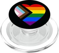 Progress Pride Flag Rainbow Heart LGBTQ+ Inclusion & Love PopSockets PopGrip for MagSafe