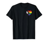 Progress Pride Flag Vintage Rainbow Heart Love LGBT Pocket Value Graphic T-Shirt, Men, Black, M