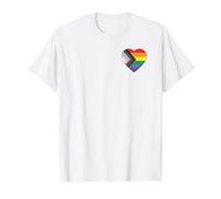 Progress Pride Flag Vintage Rainbow Heart Love LGBT Pocket Value Graphic T-Shirt, Men, White, L