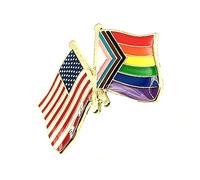 Progress Pride Gay LGBT United States of America USA American Friendship Metal Enamel Country Flags Pin Badge LGBTQ+