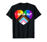 Progress Pride Heart Flag - I Am An Ally T-Shirt