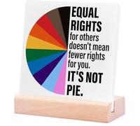 Progress Pride Lgbt Wooden Plaque, Lgbtq Home Office Desk Decor, Rainbow Lesbian Gay Queer Room Decoration, Lgbt Pride Month Men Women Teens Gifts, Equal Rights It'S Not Pie