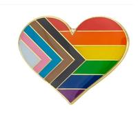 Progress Pride LGBTQ Gay/Trans/Ethnic Minorities Rights Heart Pin Badge Brooch lapel Pin Broach v4
