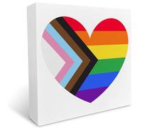 Progress Pride LGBTQ Wooden Box Sign, LGBT Home Office Desk Decor, Rainbow Lesbian Gay Queer Room Decoration, LGBT Pride Month Men Women Teens Gifts 7x7 Inch
