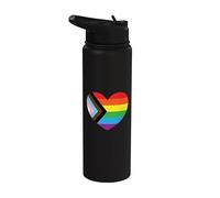 Progress Pride Rainbow Heart LGBTQ+ Stainless Steel Insulated Water Bottle