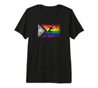 Progress Pride Run LGBTQ Flag Tattered Runner Silhouette Premium T-Shirt