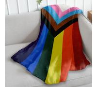 Progress Pride Super Plush Blanket - 50x60 Soft Throw Blanket - Perfect for Cuddle Season Progressive Pride LGBT Blanket for Bedroom, Living Room, Spring Time, Holidays, Kids, Babies, Adults & Decor