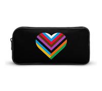 Progress Proud Flag Heart Cute Pencil Case Large Capacity Makeup Pouch Portable Pencil Bag with Zippered