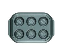 Progress BW09824G2EU7 Shimmer Non-Stick 6-Cup Muffin Tray - Carbon Steel Cupcake Pan, Perfect for Baking Sweet & Savoury Treats, Textured Base for Even Heat Distribution, Oven Safe Up to 220°C, Green