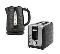 Progress Wave Kettle 1.7L & 2 Slice Toaster Set Black Auto Shut Off Boil Dry