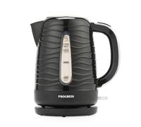 Progress Wave Textured 1.7L Kettle - Auto Shut-Off, Boil-Dry Sensor, BPA-Free, Otter Controller, Anti Limescale Filter, 360° Base, Water Level Indicator, Stylish Black Finish, 2200W, EK6088PBLK