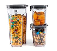 Progressive International ProKeeper+ 3-Piece Clear Plastic Modular Airtight Pantry Cereal Food/Snack Kitchen Storage Organization Container Canister Set