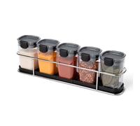 Progressive International ProKeeper+ 6-Piece Spice Rack Set - Airtight, BPA-Free, Dishwasher Safe, Sits on Countertop or Mounts to Wall/Cabinet, Includes 24 Labels