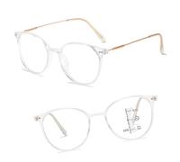 Progressive Multi-Focus Reading Glasses For Men And Women, Dual-Use Automatic Zoom, Blue Light Blocking Classes Readers(Transparent/gold,3.0x)