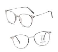 Progressive Multi-Focus Reading Glasses For Men And Women, Dual-Use Automatic Zoom, Blue Light Blocking Classes Readers(Gray/silver,2.5x)