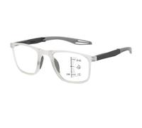 Progressive Multifocal Reading Glasses for Men and Women, Sporty Design, Flexible Anti-Blue Light Reader (Grey, 1.5x)