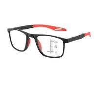 Progressive Multifocal Reading Glasses for Men and Women, Sporty Design, Flexible Anti-Blue Light Reader (Black, 3.5x)